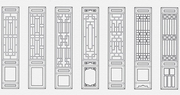 锦江常用中式仿古花窗图案隔断设计图